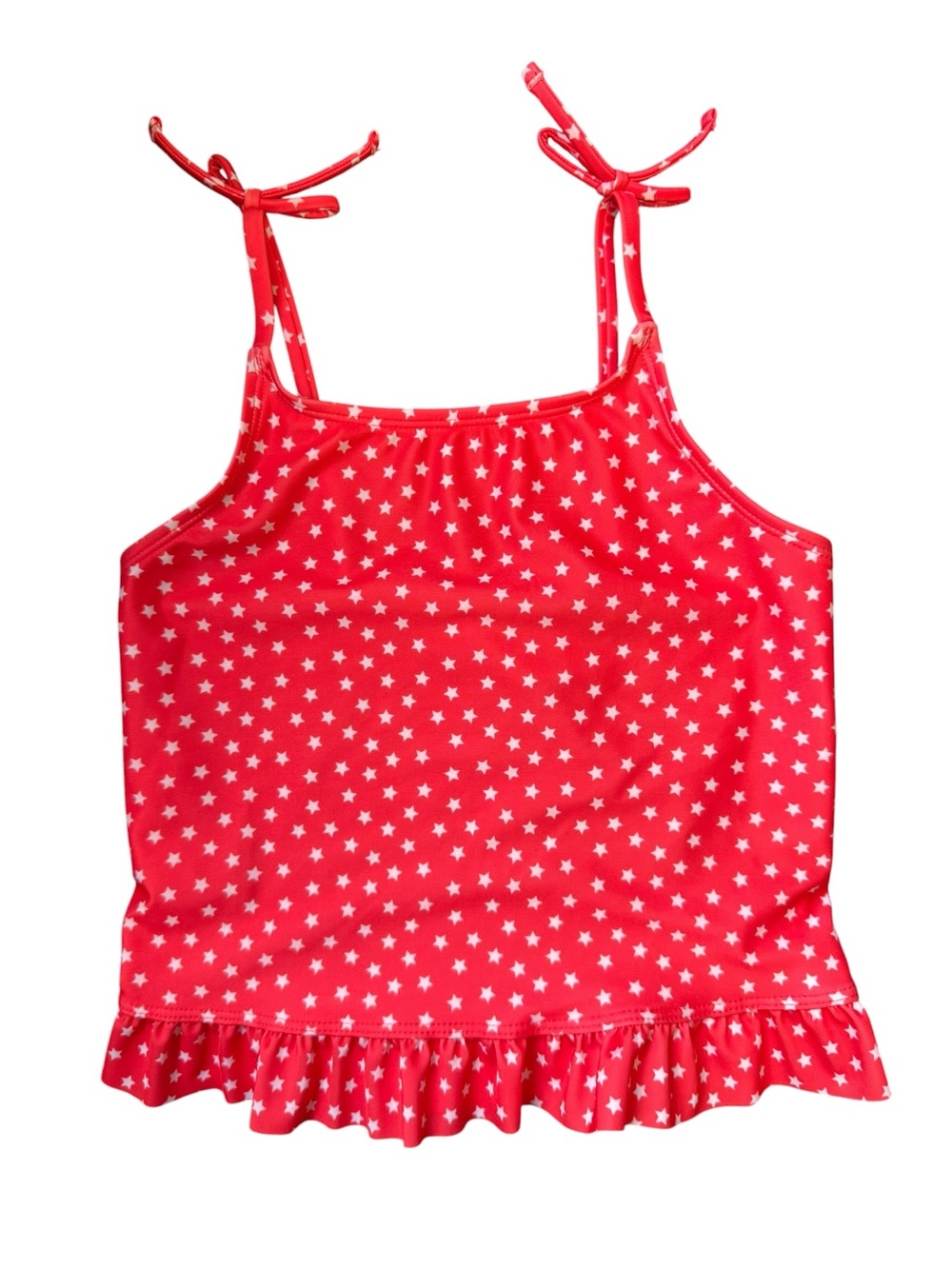 Cat & Jack Size S (6/7) girls Swimming Suit Top Red With White Stars New Straps
